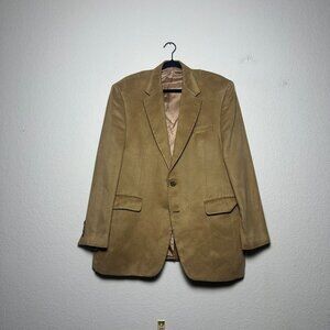 Chaps Faux Suede Sport Coat Blazer Jacket Mens 42R Beige Classic Office Classic